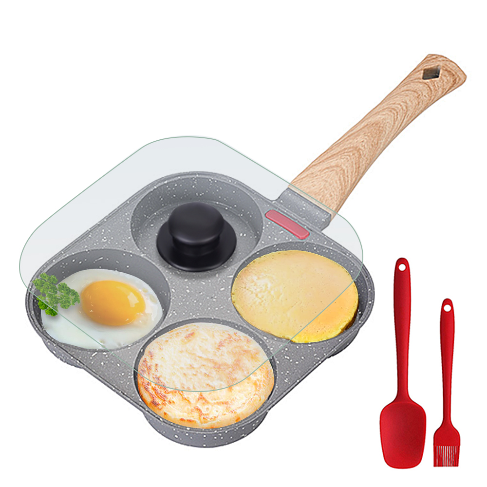 Egg Waffle Pan - Yapışmaz 4 Bölmeli Yumurta Tavası, Çevirmeli