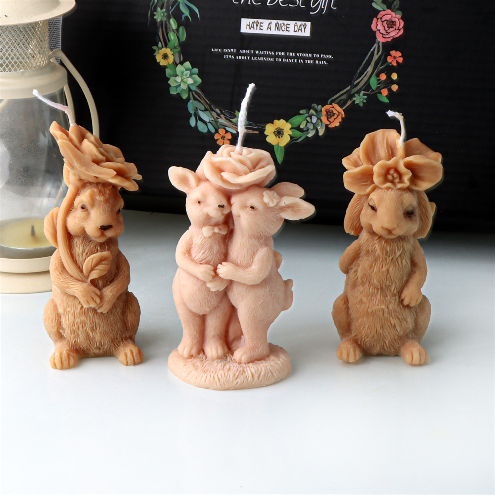 Bunny Cake Mold - 3D Çiçek Tavşan Mum silikon kalıp